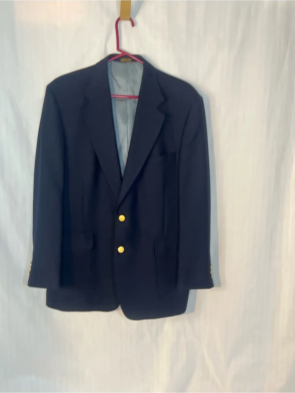 Stafford Navy Wool Blend Lightweight Sport Coat with Gold Buttons 42R